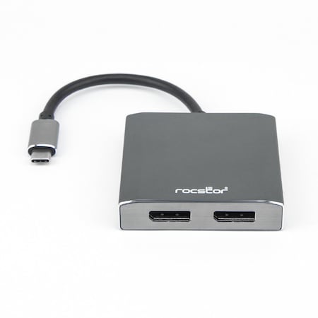 Rocstor Usb-C To Dual Displayport Multi-Monitor Adapter - 2-Port Displayport Y10A201-A1